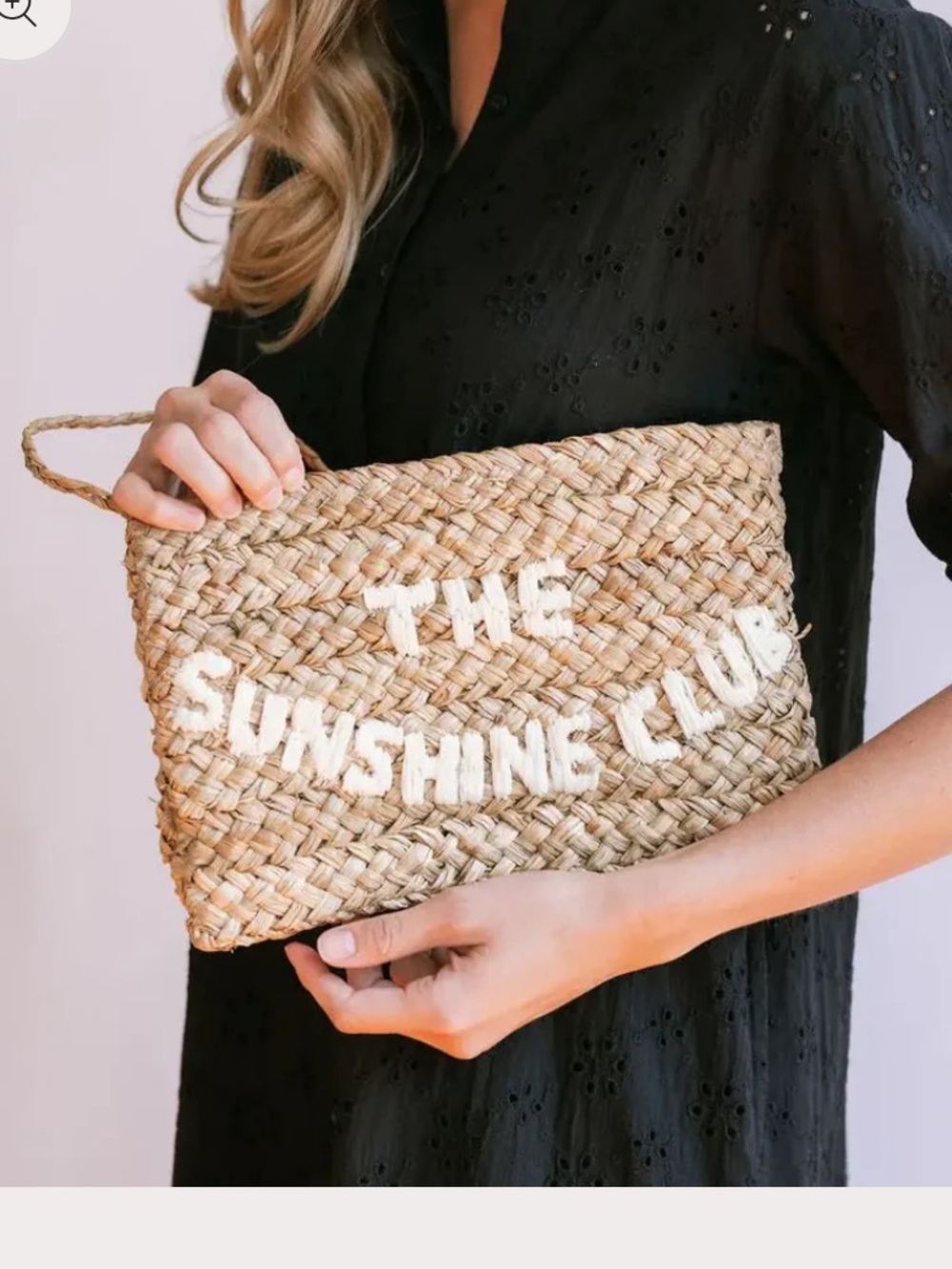 Sunshine tienda "The Sunshine Club" raffia wristlet NWT